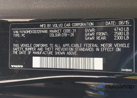 2016 Volvo V60 T5 Drive-E Premier z USA, uszkodzony, nr VIN YV140MEK0G1291486